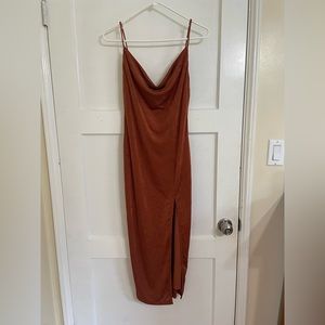Jaus Copper Cowl Neck Dress